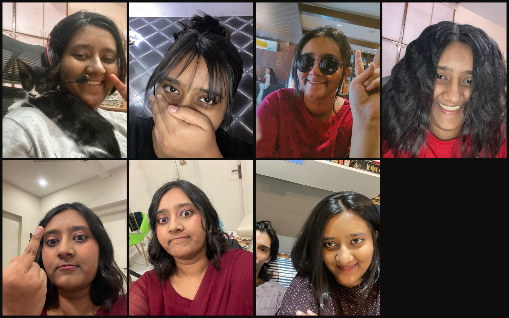 A grid of silly, funny selfies